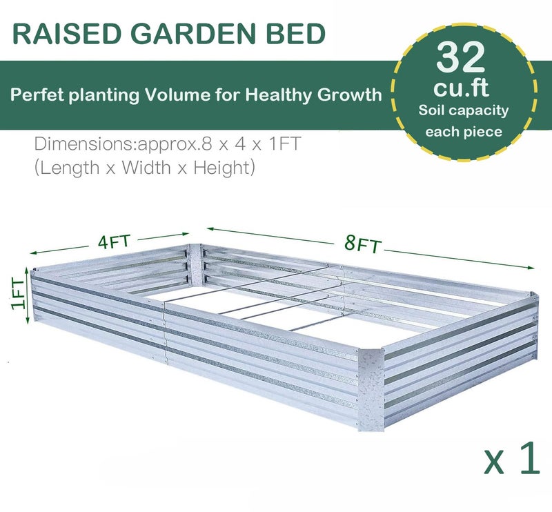 FOYUEE Galvanized Raised Garden Beds for Vegetables Large Metal Planter Box Steel Kit Flower Herb, 8x4x1ft - Image 3