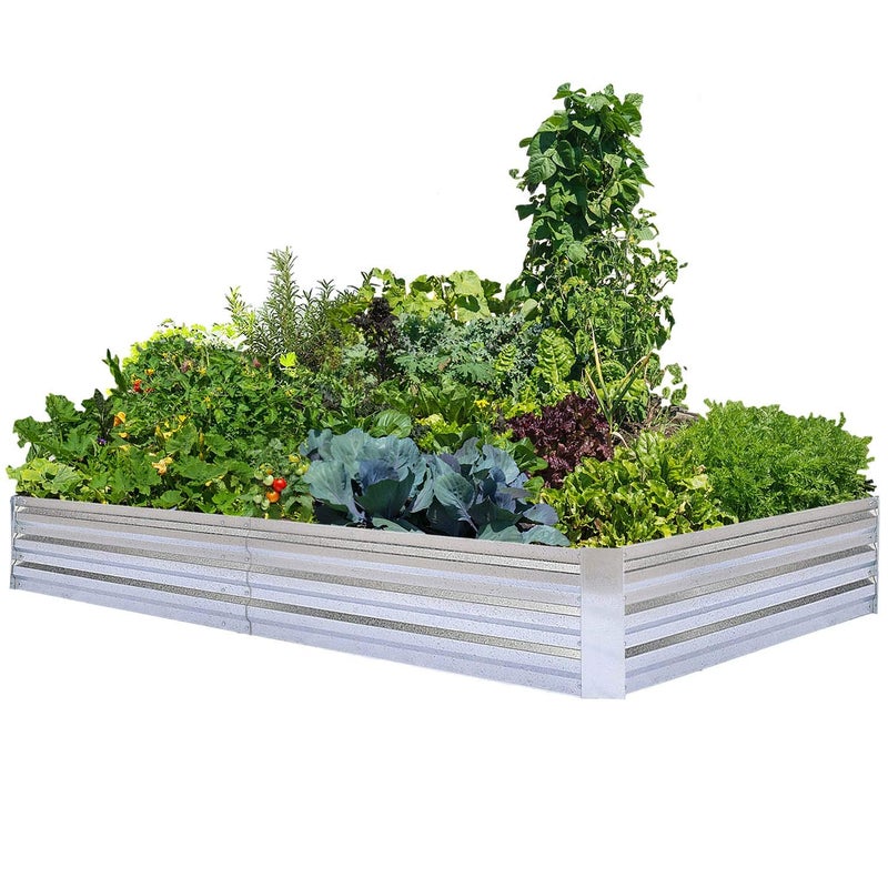 FOYUEE Galvanized Raised Garden Beds for Vegetables Large Metal Planter Box Steel Kit Flower Herb, 8x4x1ft - Image 1