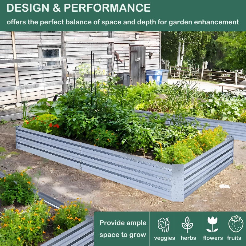 FOYUEE Galvanized Raised Garden Beds for Vegetables Large Metal Planter Box Steel Kit Flower Herb, 8x4x1ft - Image 2
