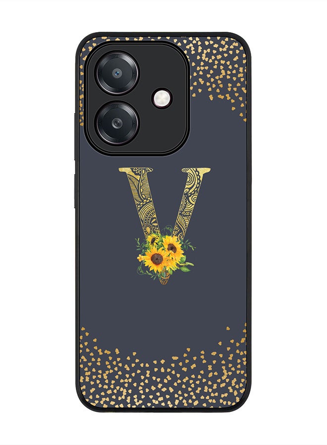 Stylizedd For Oppo A5i Case,Slim fit Camera Protection, Shockproof Thin Phone cover  - Custom Floral Monogram - V  (Grey )