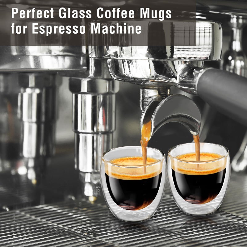 shopwithgreen Espresso Cups Set of 4, 5 OZ Expresso Shots Glass Cup, Double Walled Glass Coffee Mugs, Espresso Machine Accessories,Insulated Clear Espresso Shot Glasses Cups,Water Won't Enter Between Double Walls - Image 3
