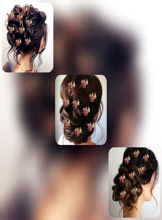 Hair Flare Artificial Rose Hair Pin for Girls, Flowers Hair Accessories For Women, 2148, Peach, Pack of 8 - Image 4