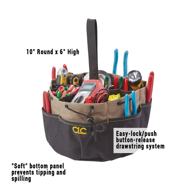 Custom Leathercraft CLC Custom LeatherCraft 1148 Drawstring Bucket Bag, 18 Pocket , Black - Image 2