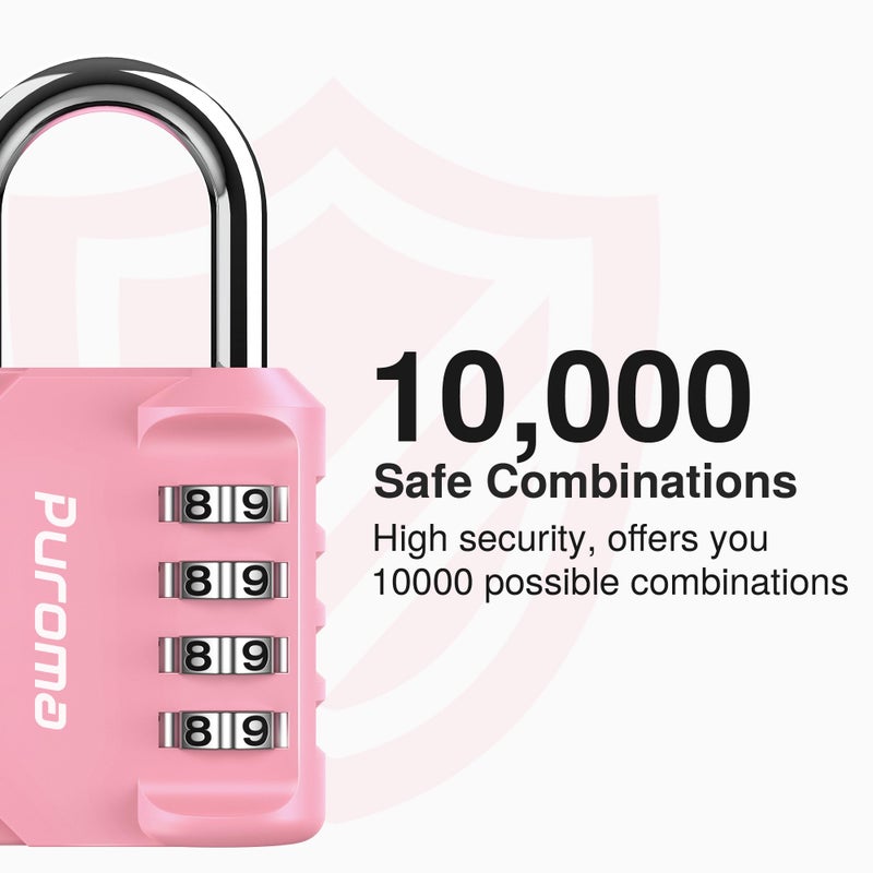 Puroma 2 Pack Combination Lock for Locker 4 Digit Outdoor Waterproof Padlock for School, Gym, Sports, Fence, Toolbox, Gate, Case, Outdoor, Hasp Storage, Cabinets (Rose Pink) - Image 2