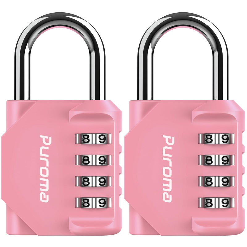 Puroma 2 Pack Combination Lock for Locker 4 Digit Outdoor Waterproof Padlock for School, Gym, Sports, Fence, Toolbox, Gate, Case, Outdoor, Hasp Storage, Cabinets (Rose Pink) - Image 1