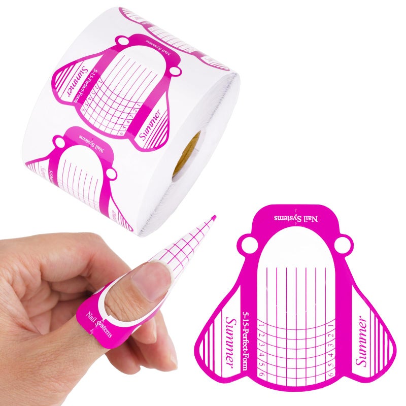 G2PLUS Nail Forms for Gel Builder 500PCS Nail Extension Forms Rose Nail Forms for Acrylic Nails Reusable Nail Tip Guide Stickers for DIY and Home Use Salon Supplies - Image 3