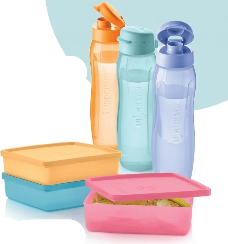 Tupperware Eco Bottle 3X750 ml Square 3 x 330ML Carrying Container Set of 6 Always With You