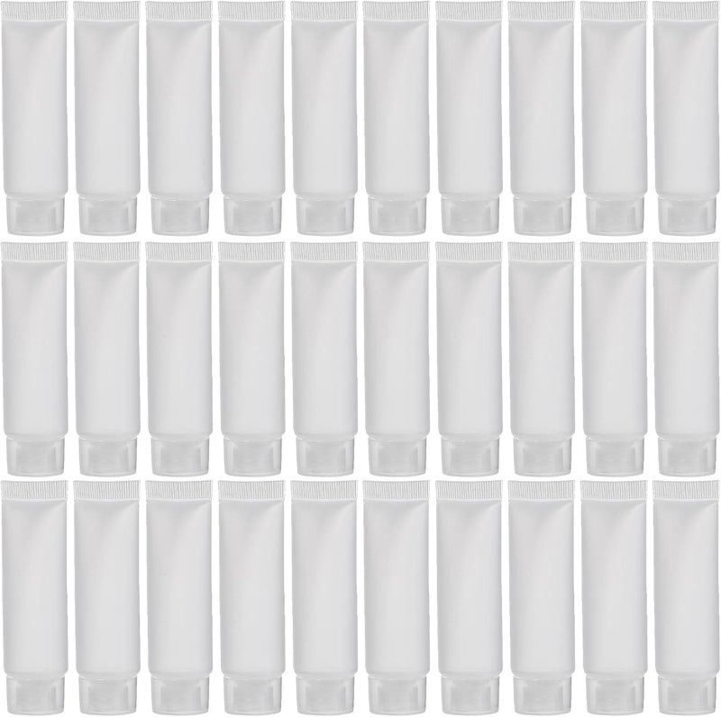 KALLORY 50pcs 10ml Refillable Travel Lotion Tubes with Frosted White Plastic Bottles for Shampoo and Skincare, Portable Leak-proof Travel Toiletry Containers for Men and Women - Image 1