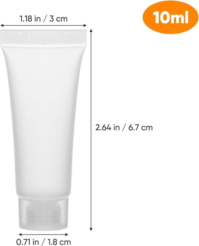 KALLORY 50pcs 10ml Refillable Travel Lotion Tubes with Frosted White Plastic Bottles for Shampoo and Skincare, Portable Leak-proof Travel Toiletry Containers for Men and Women - Image 2
