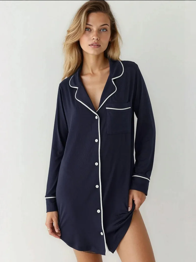 هيكاب فستان قصير مريح بياقة قميص بلمسة فائقة النعومة