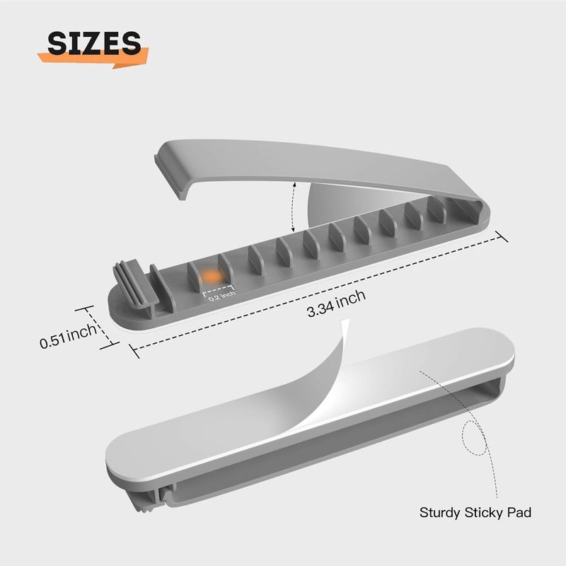 Pzoz Cable Clips, 3 Pack Cord Organizer Charger Cable Management for Organizing Home Office Desk Phone Car Cable Wire, Self Adhesive Cord Holders (Gray) - Image 3