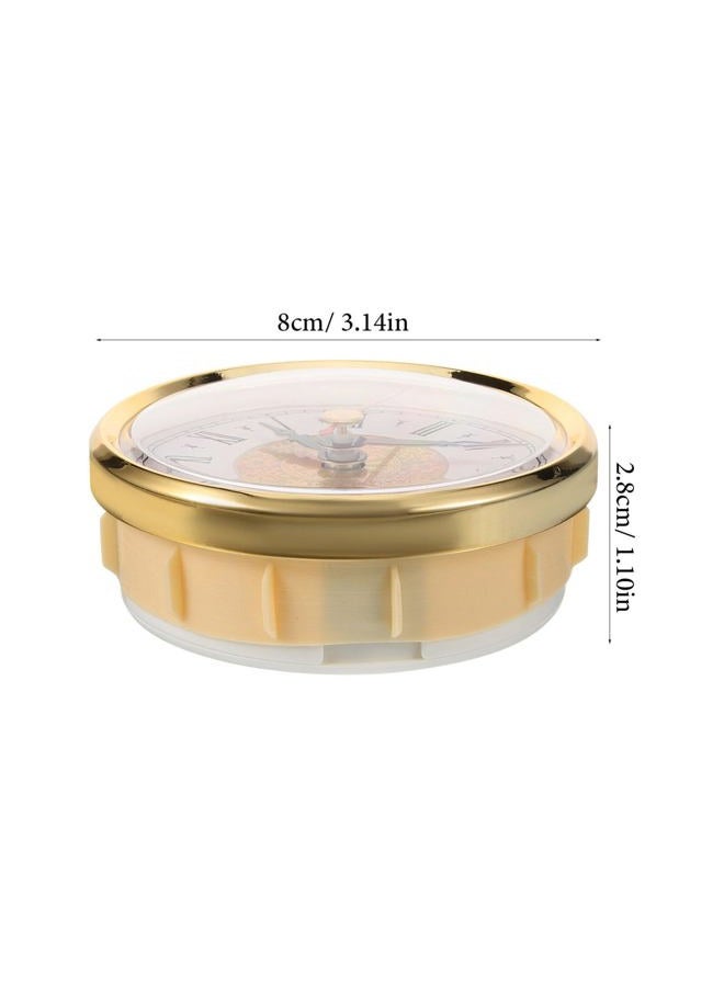 OSALADI Mini Clock Insert 3 Inch Round Quartz Movement Clock Miniature Clock Fit-up White Dial Gold Trim Roman Numerals Red Second Hand - Image 5