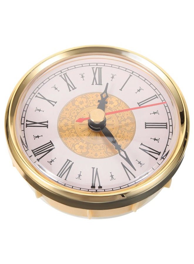 OSALADI Mini Clock Insert 3 Inch Round Quartz Movement Clock Miniature Clock Fit-up White Dial Gold Trim Roman Numerals Red Second Hand - Image 1