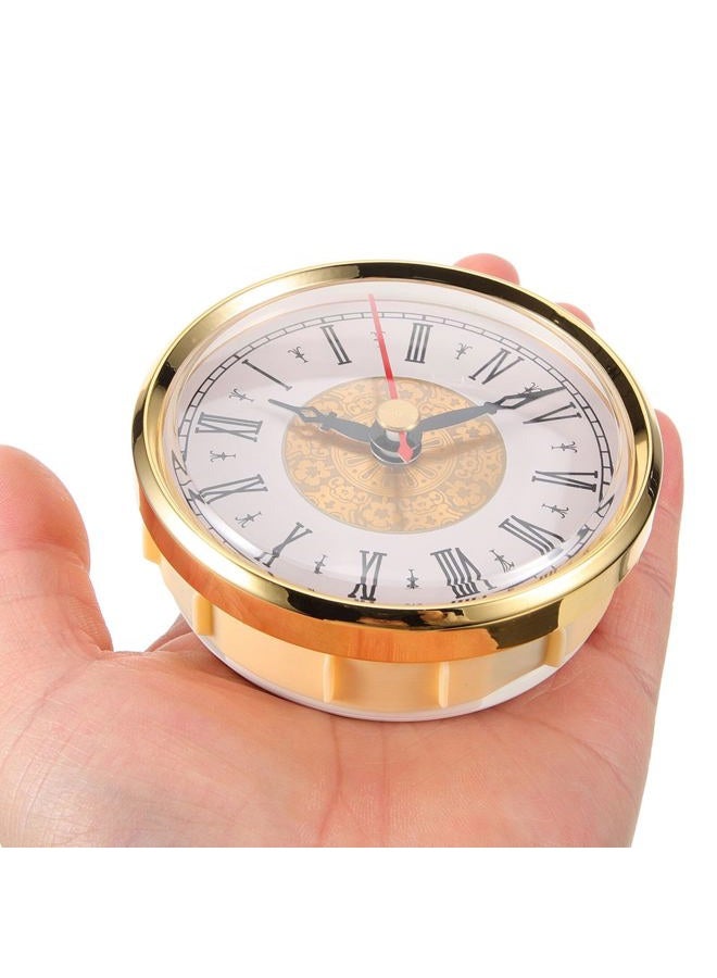OSALADI Mini Clock Insert 3 Inch Round Quartz Movement Clock Miniature Clock Fit-up White Dial Gold Trim Roman Numerals Red Second Hand - Image 2