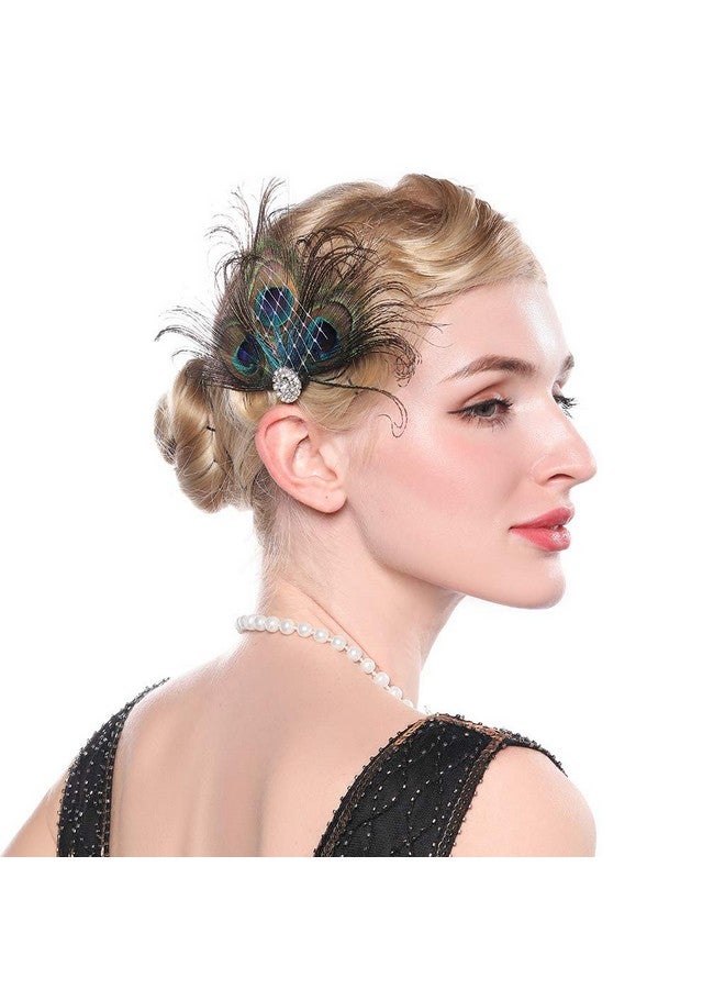 Aimimier 1920S Flapper Peacock Feather Hair Clip Crystal Great Gatsby Hair Piece Vintage Roaring 20S Prom Party Festival Hair Accessories For Women And Girls - Image 2