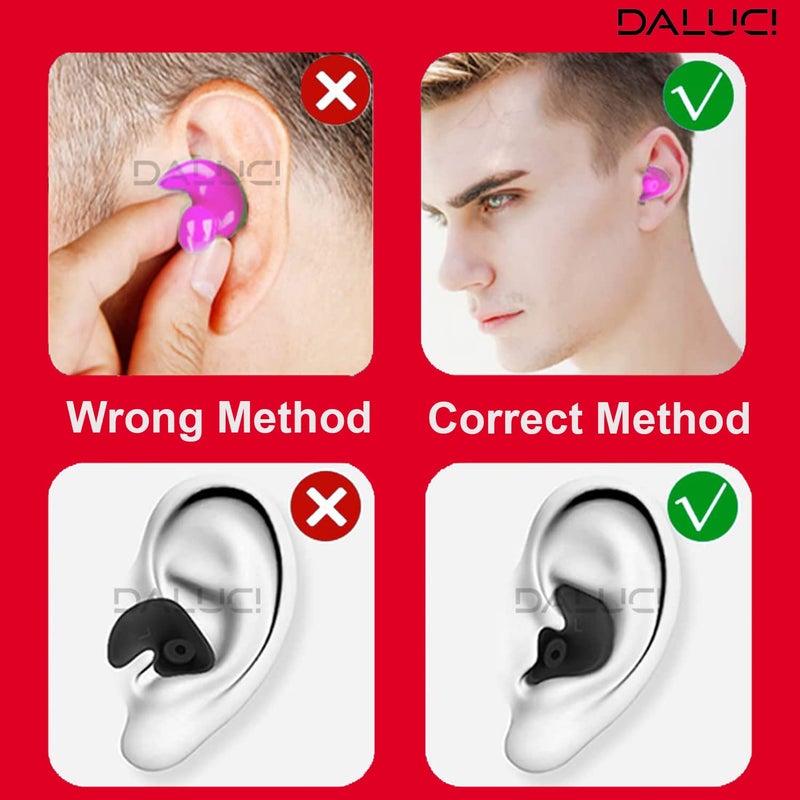 DALUCI 1 Pair Waterproof Ear Plugs for Swimming & Bathing | Silicone Noise Reduction Swim Earplugs for Adults, Men & Women | Reusable, Ultra-Soft, Comfortable (Pink) - Image 2