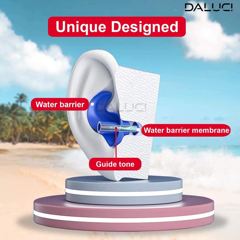 DALUCI 1 Pair Waterproof Ear Plugs for Swimming & Bathing | Silicone Noise Reduction Swim Earplugs for Adults, Men & Women | Reusable, Ultra-Soft, Comfortable (Pink) - Image 5