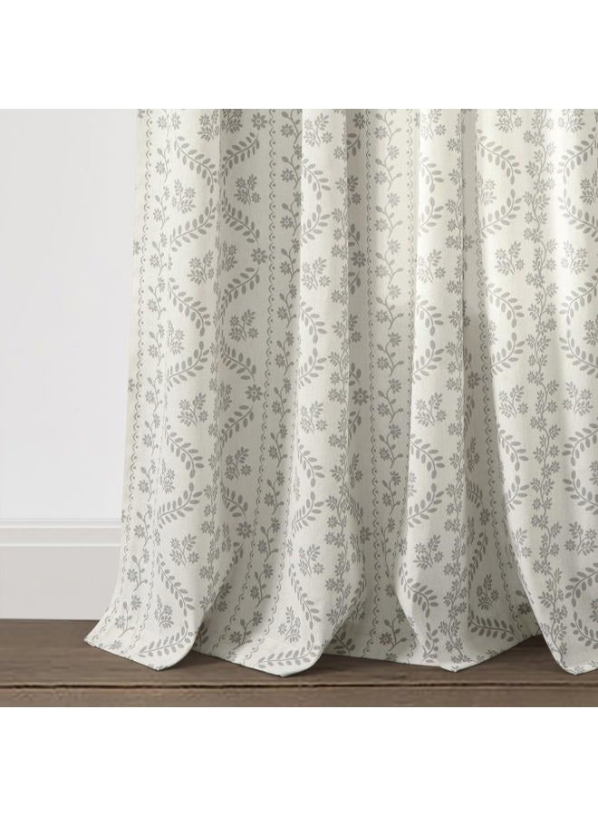 Lush Decor Doreen Delicate Floral Window Curtain Panel Pair, 52" W x 84" L, Gray - Image 4