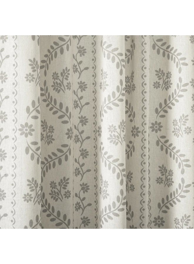 Lush Decor Doreen Delicate Floral Window Curtain Panel Pair, 52" W x 84" L, Gray - Image 3