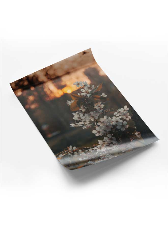 لوحة بوستر ديكور لوحة بدون فريم مع أربع قطع منفصلة من اللاصق ذو الوجهين تصميم زهور البتلة غرفة النوم غرفة المعيشة وديكور المكتب - Image 1