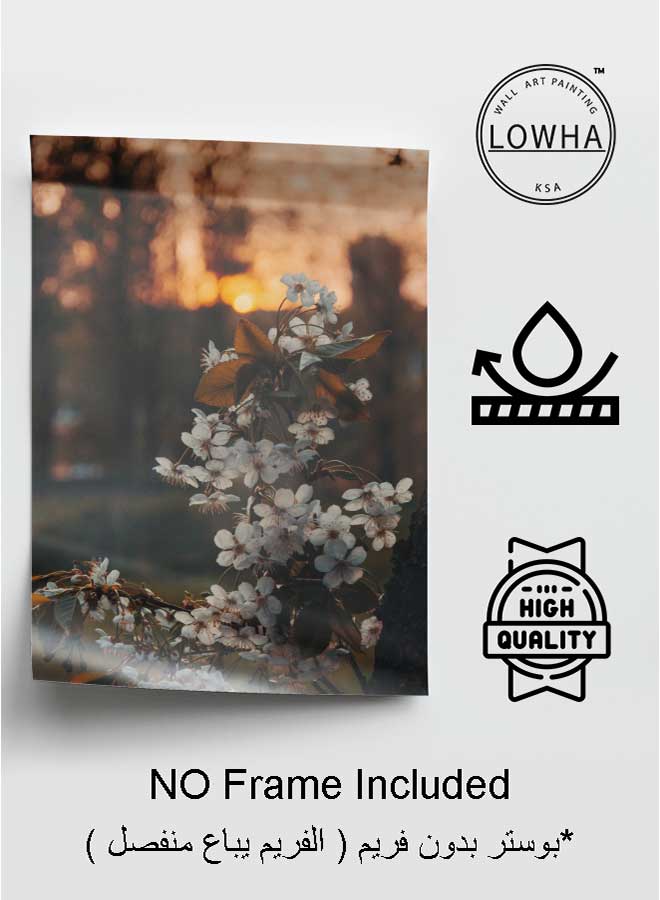 لوحة بوستر ديكور لوحة بدون فريم مع أربع قطع منفصلة من اللاصق ذو الوجهين تصميم زهور البتلة غرفة النوم غرفة المعيشة وديكور المكتب - Image 3