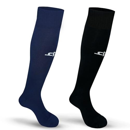 HEELIUM Bamboo Football Socks For Men & Women, Odour Free, Superior Grip & Cushioned Base, 3X Softer Than Cotton Stockings - Knee Length, Black - Image 1