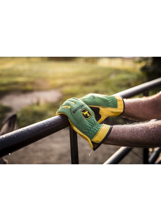 John Deere John Deere JD00008-XL Men's Top Grain Deerskin Leather Driver Gloves, Abrasion Resistant, Tan, Water Resistant, Green, X-Large  - Image 3