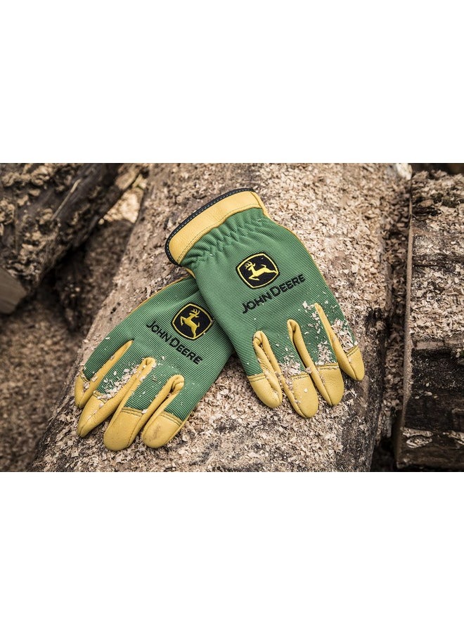John Deere John Deere JD00008-XL Men's Top Grain Deerskin Leather Driver Gloves, Abrasion Resistant, Tan, Water Resistant, Green, X-Large  - Image 5