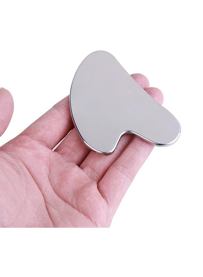 Gua Sha Facial Tool, Stainless Steel Guasha Face Lift Beauty Metal Skin Care Massager Eyes Neck Skin Board Scraping Tool For Reduce Puffiness, Lymphatic Drainage, Facial Tension, Skin Care Gift (Silver) - Image 4