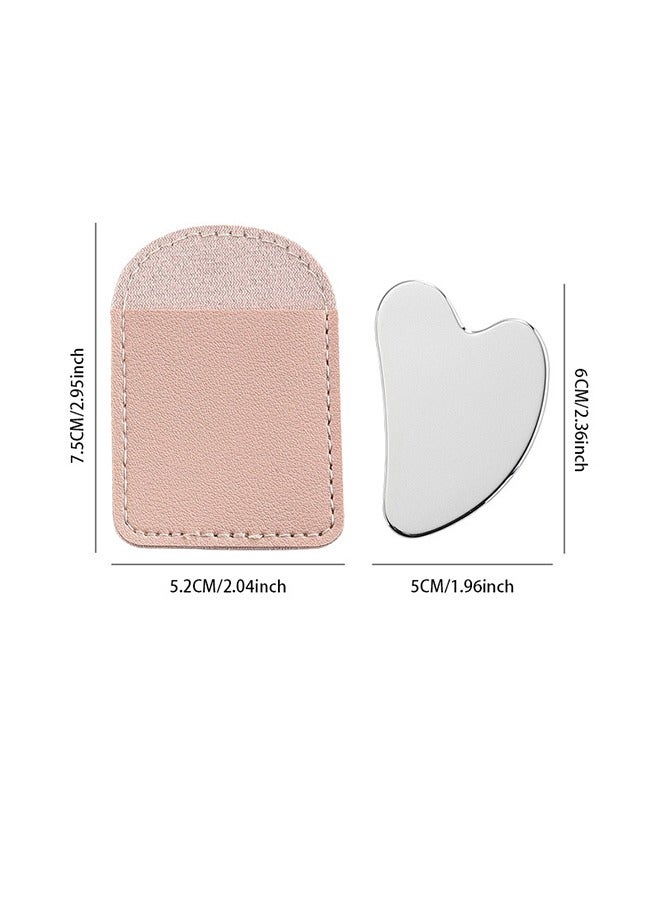 Gua Sha Facial Tool, Stainless Steel Guasha Face Lift Beauty Metal Skin Care Massager Eyes Neck Skin Board Scraping Tool For Reduce Puffiness, Lymphatic Drainage, Facial Tension, Skin Care Gift (Silver) - Image 2