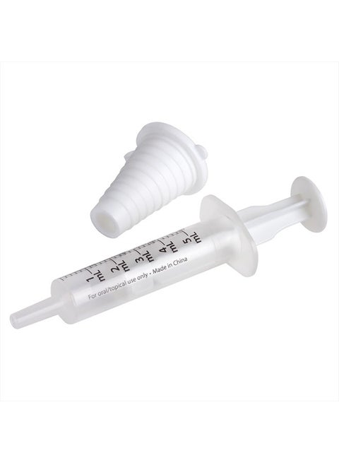 Kids Baby Oral Syringe & Dispenser Calibrated for Liquid Medicine, Reduce Mess, Easy Way to Orally Administer Medication, 5 mL/1 TSP, Includes Bottle Adapter, Clear, BPA Free