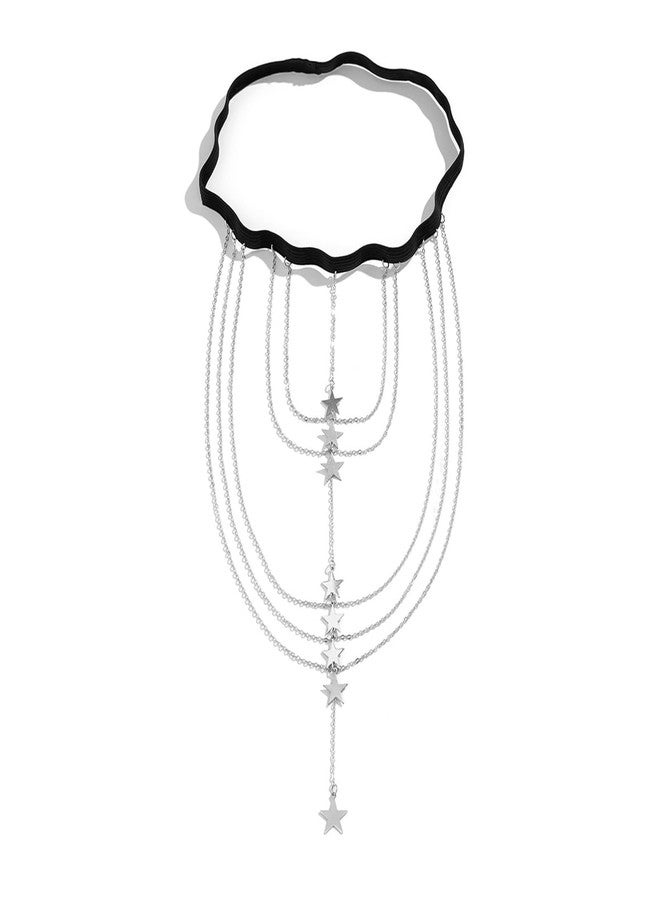 Rotaiboes Multi Layers Star Thigh Chains Jewelry,Bikini Elastic Leg Thigh Chain,Summer Beach Sequin Body Chain,Simple Butterfly Thigh Body Chain for Women Girls (Star-Silver) - Image 4