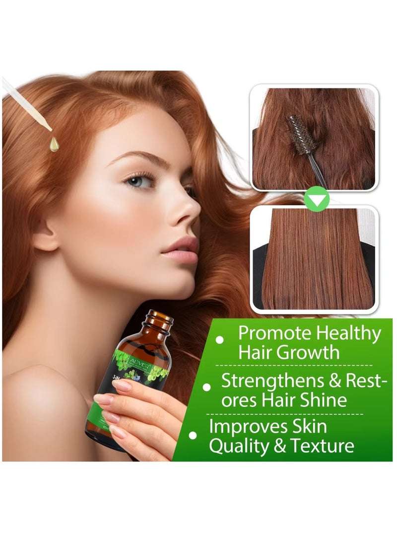 ALIVER زيت الخروع الأسود 3 في 1 مع زيت الأملا وحبة البركة للعناية بالشعر، زيت بلسم للشعر الخفيف، إصلاح الشعر التالف، تغذية الشعر الخفيف، فروة الرأس والجلد ونمو الشعر المتساقط، مناسب لجميع أنواع الشعر، 60 مل - Image 3
