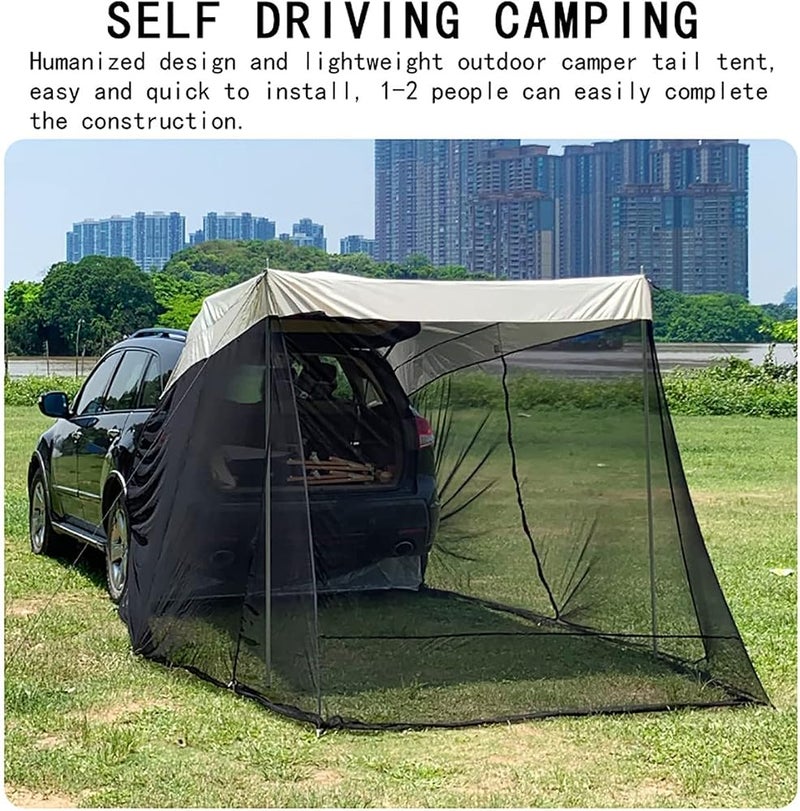 DESHVA Car Tent Awning Sun Shelter - Universal Rear Tent with Storage Bag, 3-4 Person, Outdoor Travel Camping Waterproof Roof Top Tent for SUV,Jeeps etc. 118”x78.7”x78.7”,Green - Image 5