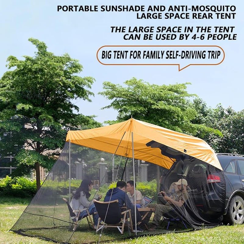 DESHVA Car Tent Awning Sun Shelter - Universal Rear Tent with Storage Bag, 3-4 Person, Outdoor Travel Camping Waterproof Roof Top Tent for SUV,Jeeps etc. 118”x78.7”x78.7”,Green - Image 2