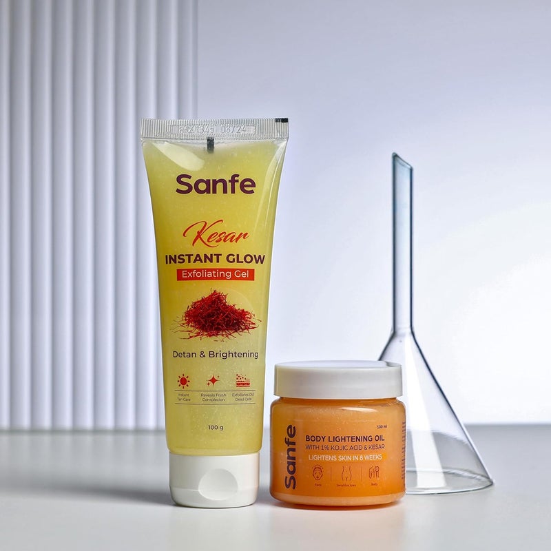 Sanfe جل تقشير سانفي كيسار الفوري لإشراقة البشرة يزيل السمرة بشكل واضح ويضيء البشرة تقشير AHA في دقائق بشرة ناعمة ومشرقة 100 جرام - Image 2