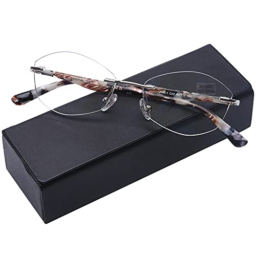 AQWANO Rimless Reading Glasses Blue Light Blocking, Women Fashion Readers Stylish Pattern Frame Anti Blue Rays Reduce Eyestrain Frameless lens, Black 1.25 - Image 1