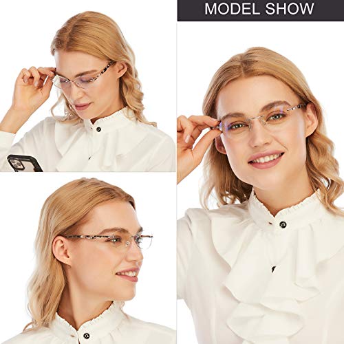 AQWANO Rimless Reading Glasses Blue Light Blocking, Women Fashion Readers Stylish Pattern Frame Anti Blue Rays Reduce Eyestrain Frameless lens, Black 1.25 - Image 2