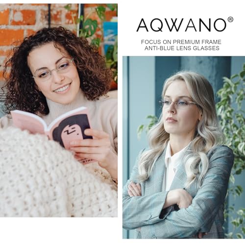 AQWANO Rimless Reading Glasses Blue Light Blocking, Women Fashion Readers Stylish Pattern Frame Anti Blue Rays Reduce Eyestrain Frameless lens, Black 1.25 - Image 5