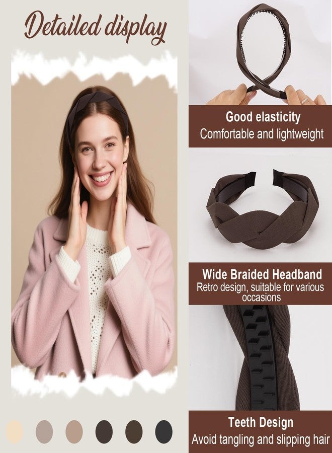 AMCAMI 4 Pack Braided Headbands for Women,Woven Wide Non Slip Headbands, Fashion Hair Accessories for Girls - Image 3