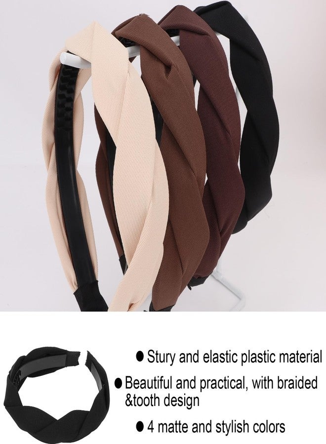 AMCAMI 4 Pack Braided Headbands for Women,Woven Wide Non Slip Headbands, Fashion Hair Accessories for Girls - Image 4