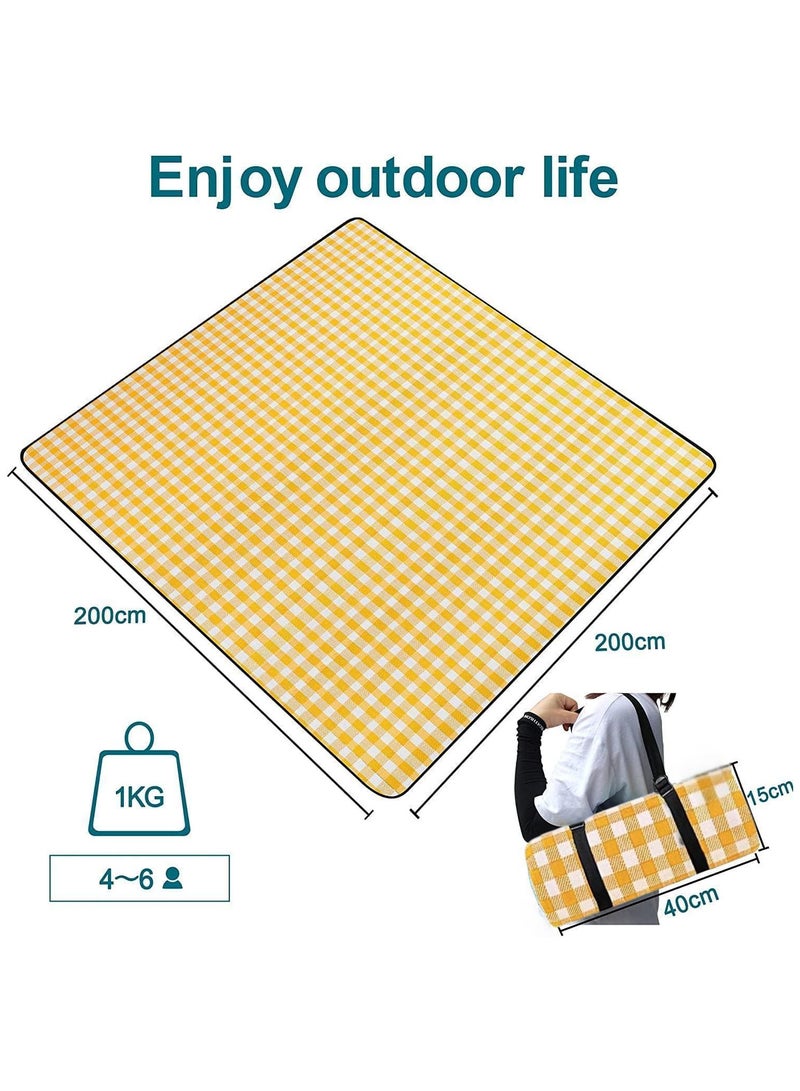 Generic Large Picnic Mat, Lightweight Portable Picnic Blanket, Waterproof Insulation Camping for 4 to 6 Outdoor & Picnic Blanket Mat, 200 * 200 CM Sand Proof Beach Mat for Camping, Hiking, Festivals  - Image 2