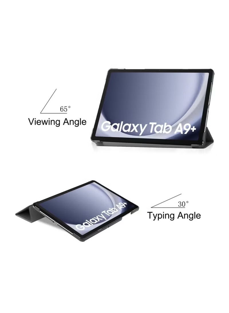 Slim Stand Hard Back Shell Smart Cover Case for Samsung Galaxy Tab A9 Plus Black - Image 2