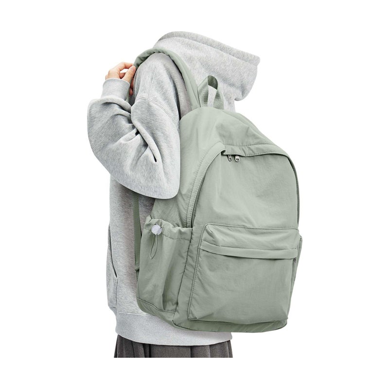 BJLFS Green Cute School Backpack with Laptop Compartment Small Travel Laptop Backpack for Women Men Waterproof College Backpack Simple School Bag for Teens Girls Boys - Image 1
