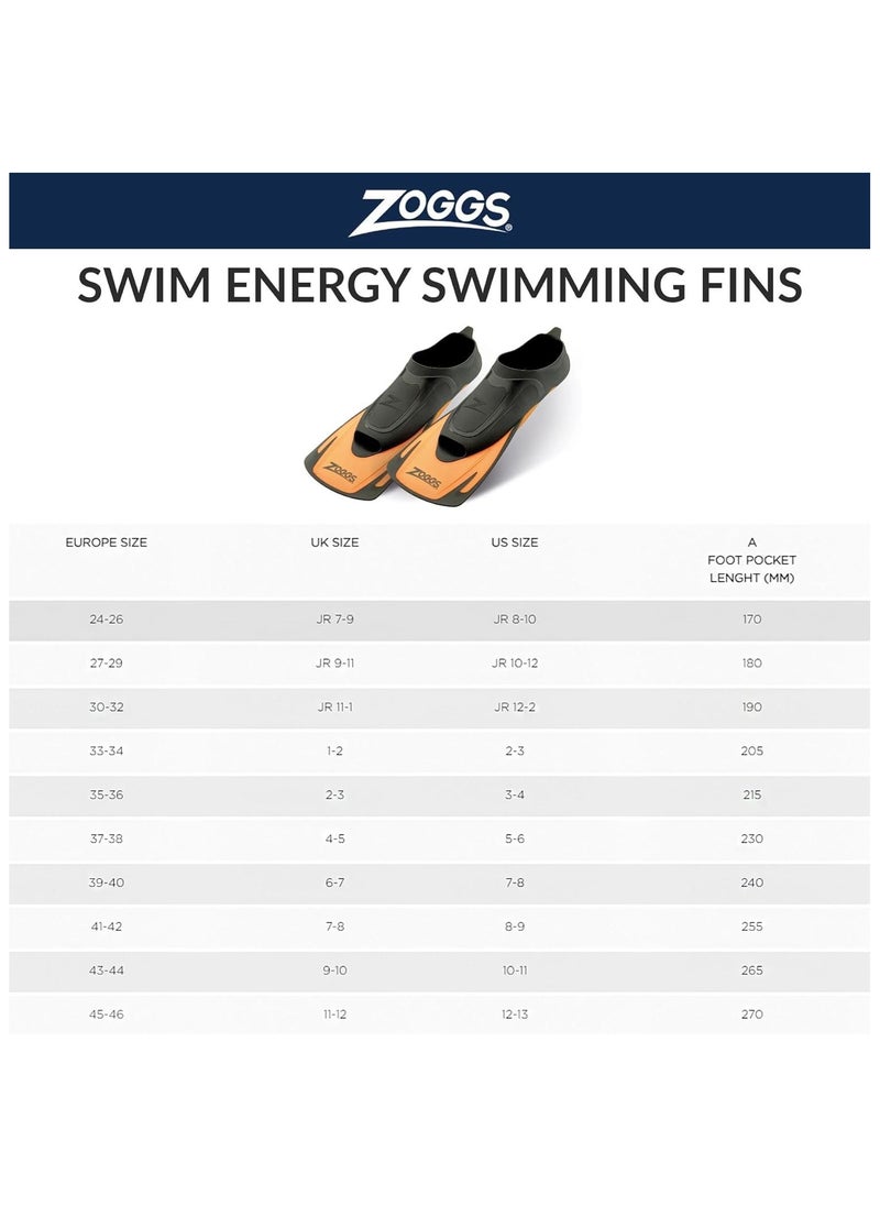 ZOGGS Zoggs Swim Energy Swimming Fins - High Grade Polypropylene, For Youth & Adults, Size 34  - Image 3