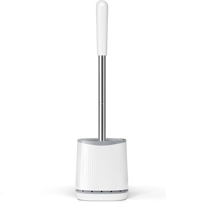TRENTI Toilet Brush and Holder Set Bristles Bowl Brush Head with Ventilated Holder Wall Mounted Compact Set for Bathroom Deep Cleaning - Image 2