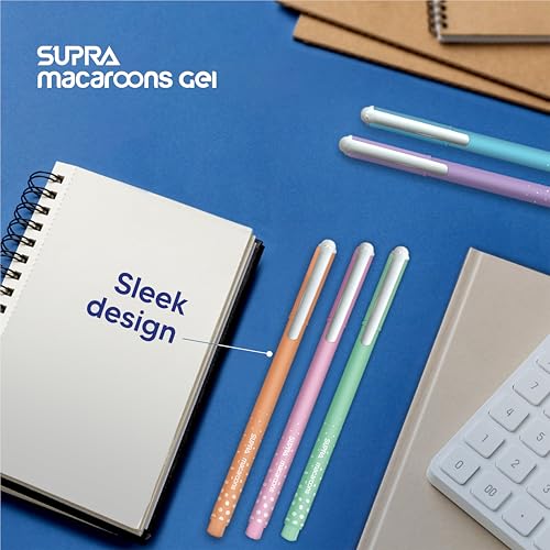 Supra Macroon 0.7 Gel Pen Capsule Pack | 5 Pastel Shades Body Design | Quick Drying & Smudge Free Ink | Blue Ink, Pack of 30 - Image 2