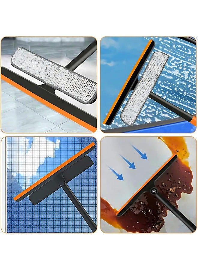 meayul 3 in 1 Window Cleaning Tool, 360 degree rotation Foldable Squeegee Window Cleaner, Double Layer Sponge Brush, Double Side Design Cleaning Brush, Window Glass Squeegee Brush for Car Bathroom Kitchen Mirror Glass Floor Stove - Image 2