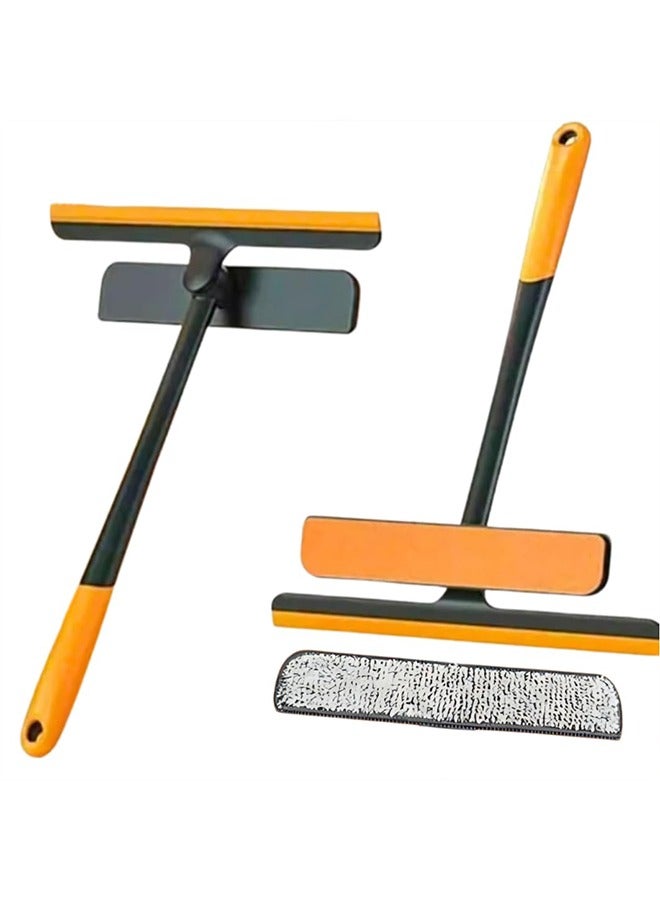 meayul 3 in 1 Window Cleaning Tool, 360 degree rotation Foldable Squeegee Window Cleaner, Double Layer Sponge Brush, Double Side Design Cleaning Brush, Window Glass Squeegee Brush for Car Bathroom Kitchen Mirror Glass Floor Stove - Image 1