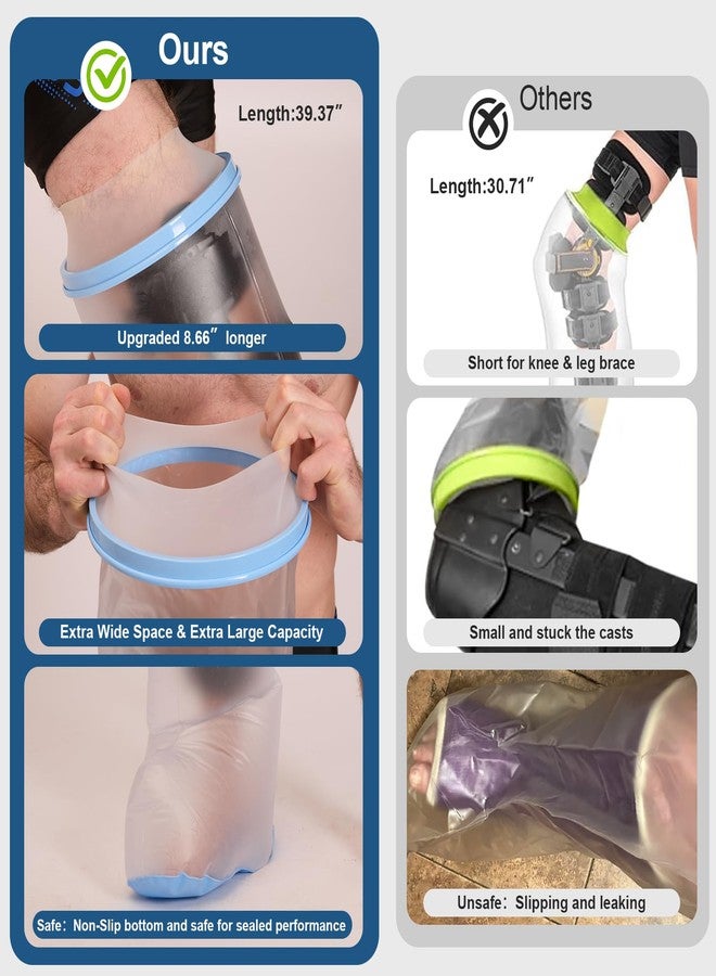 Sleek Ideas Waterproof Cast Covers for Shower Leg - Extra-Large Cast Protector for Adult with Non-Slip Bottom，Reusable Sleeve, Wound Cover For Bandage, Knee Brace, Foot Boot Shower & Swimming After Surgery - Image 3